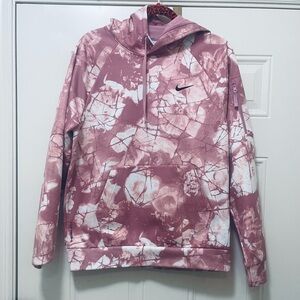 Nike Pink and White Therma-Fit Hoodie EUC